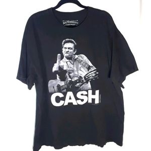 Johnny Cash middle finger black and white t-shirt